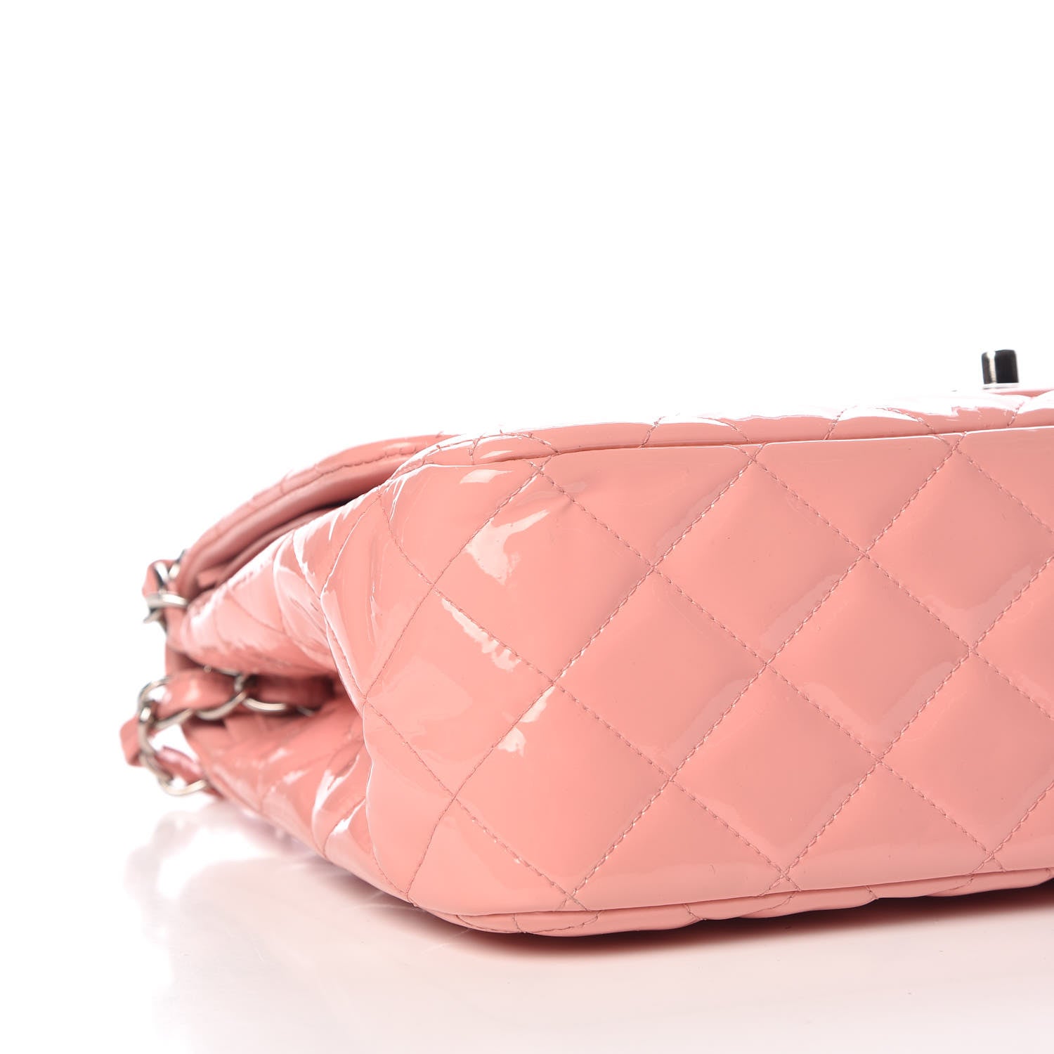 Chanel Patent Quilted Jumbo Double Flap Pink 6 of 23