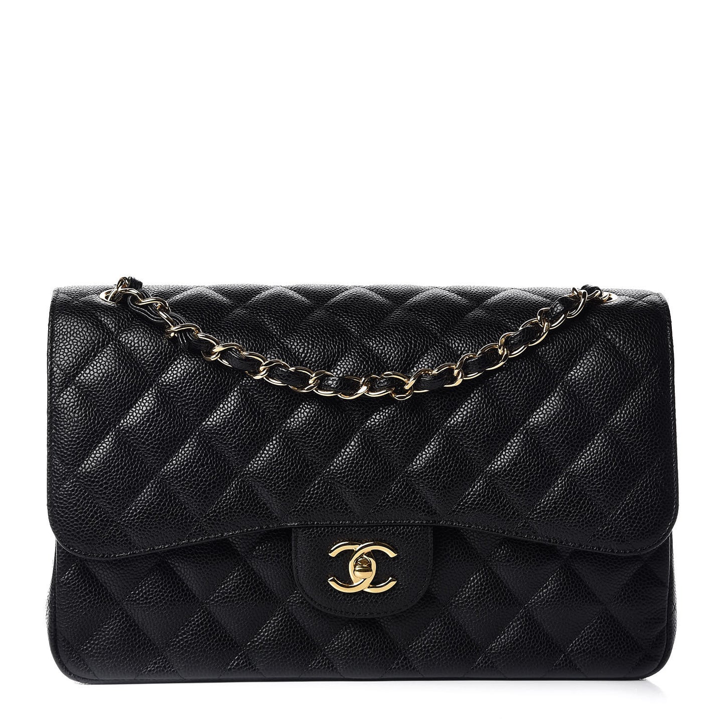 Caviar Quilted Jumbo Double Flap Black