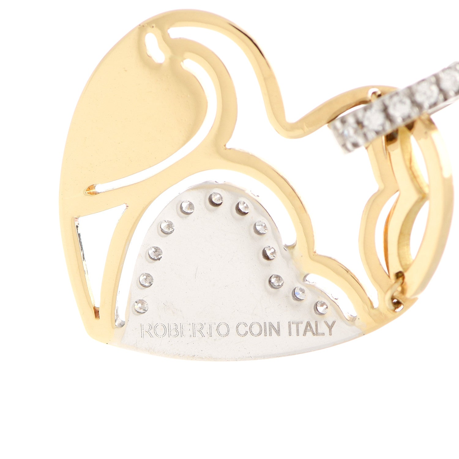 Roberto Coin 18K Yellow White Gold Diamond Enamel Heart Pendant 4 of 4