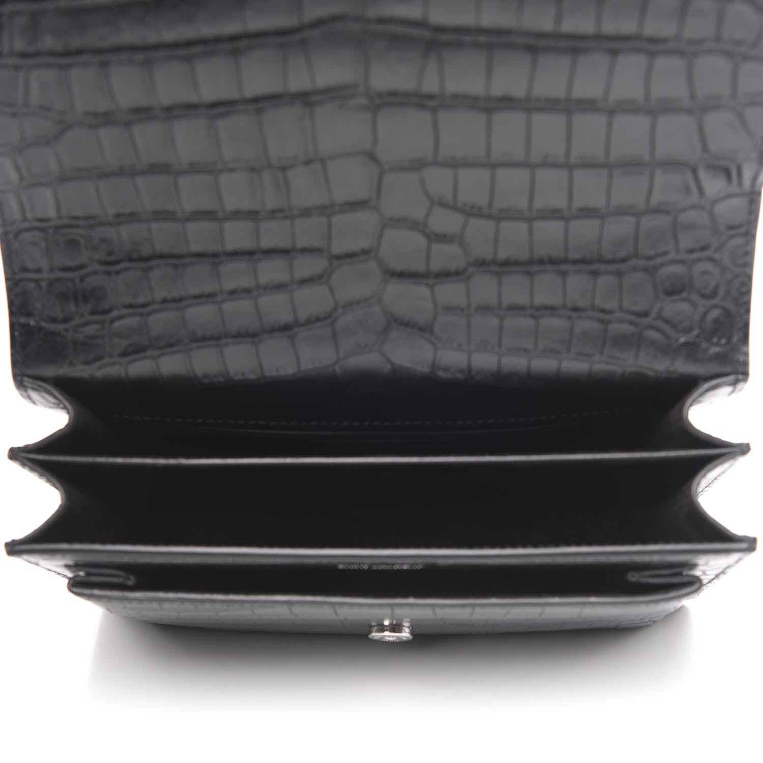 Saint Laurent Calfskin Crocodile Embossed Medium Monogram Sunset Black 6 of 11
