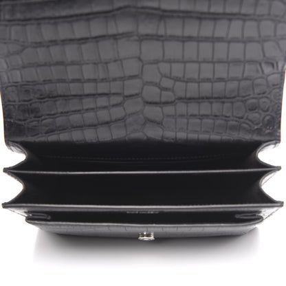 Saint Laurent Calfskin Crocodile Embossed Medium Monogram Sunset Black 6 of 11