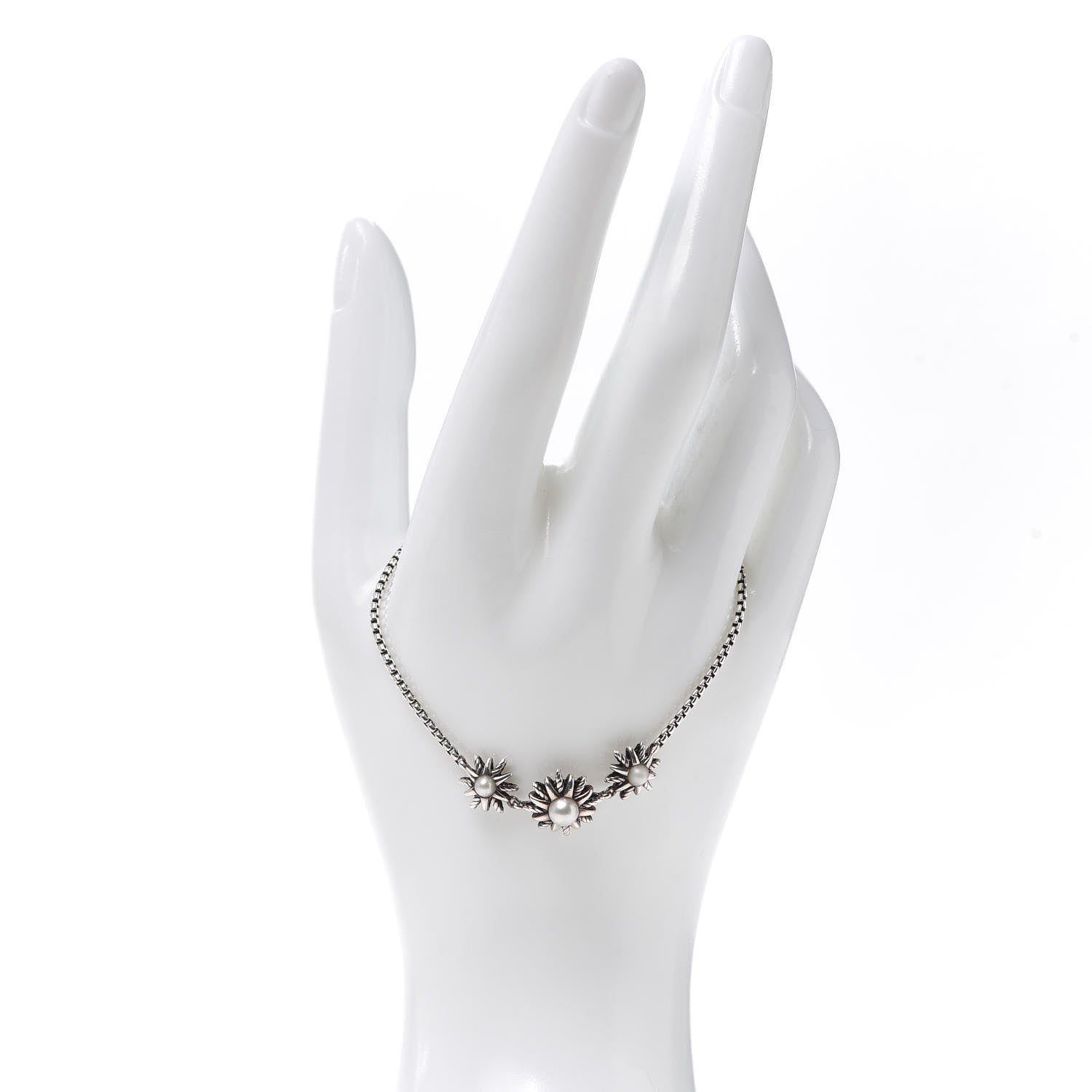 David Yurman Sterling Silver Pearl Starburst Bracelet 2 of 5