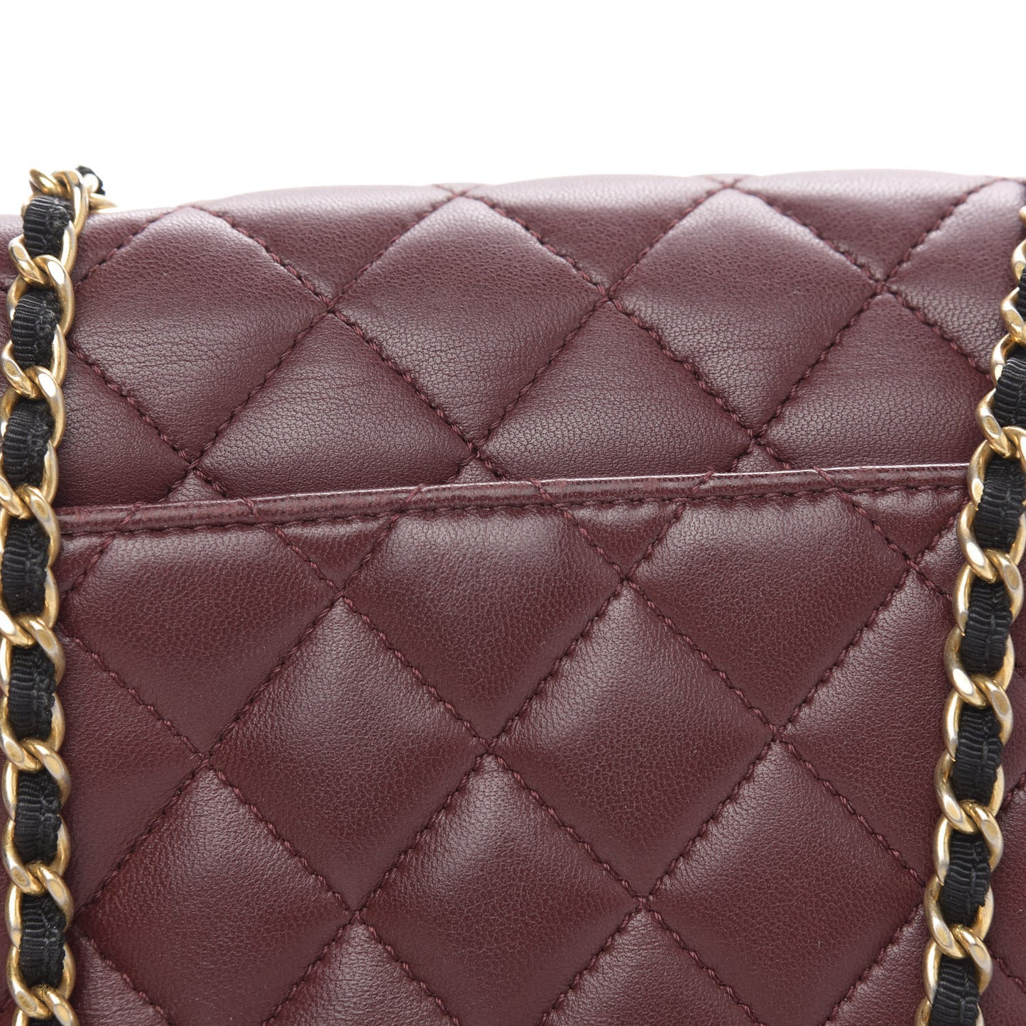 Lambskin Quilted Mini Two Tone Day Flap Burgundy