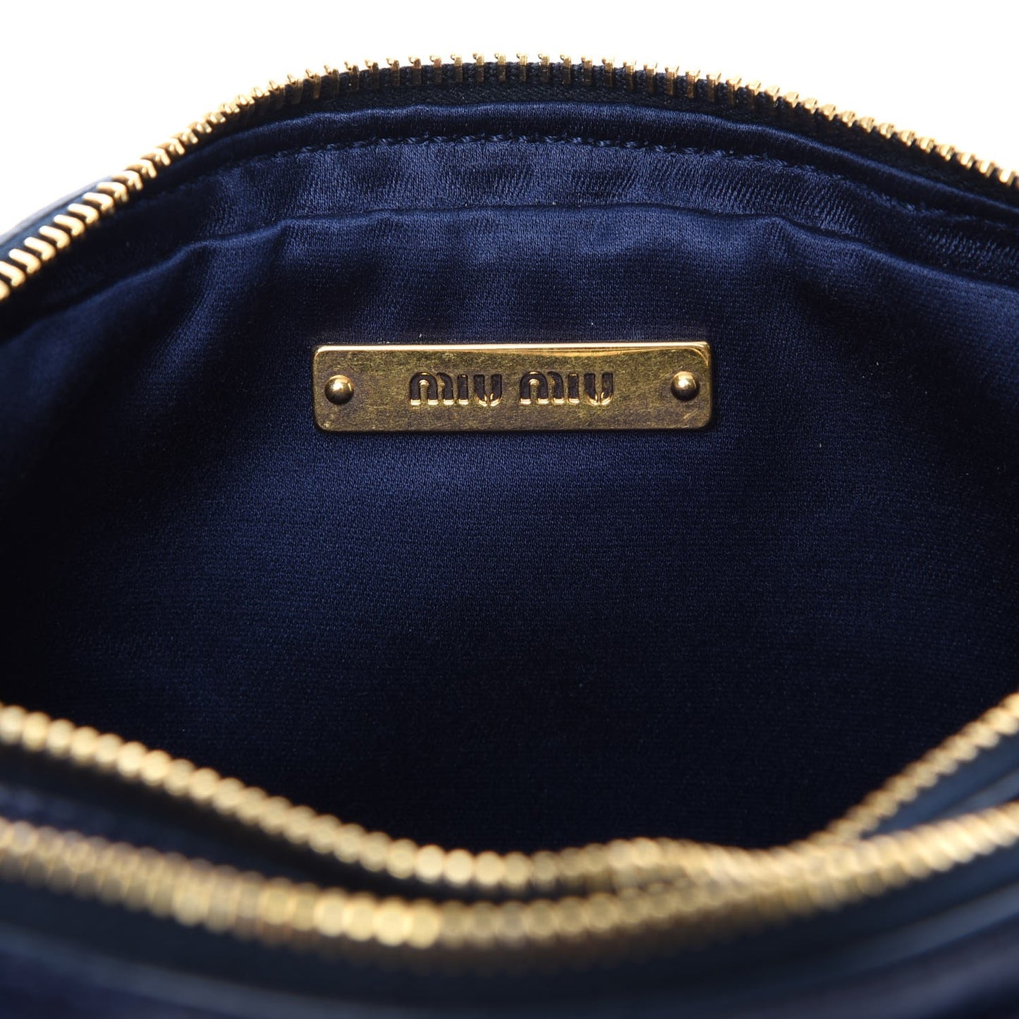 Vitello Lux Matelasse Double Zip Chain Shoulder Bag Bleuette