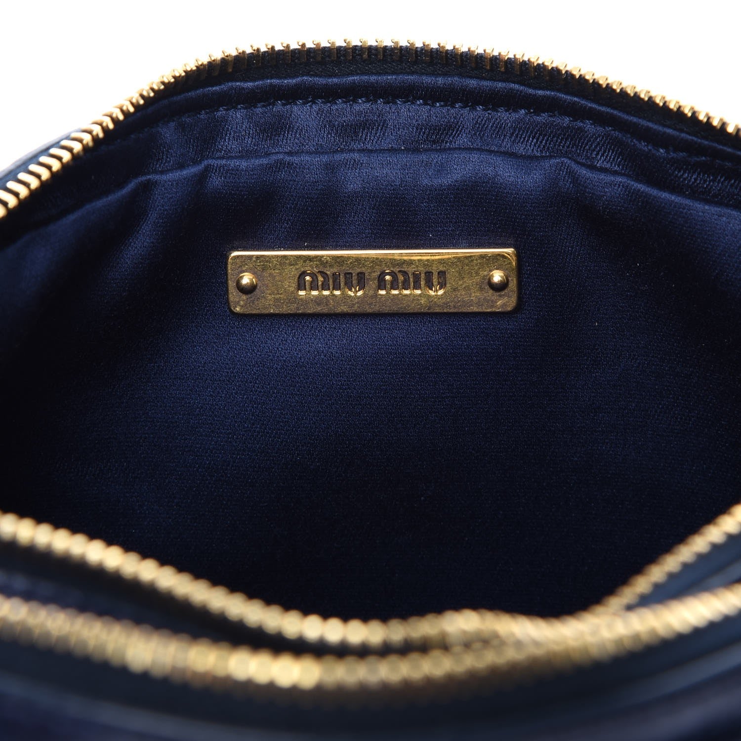 Miu Miu Vitello Lux Matelasse Double Zip Chain Shoulder Bag Bleuette 5 of 9