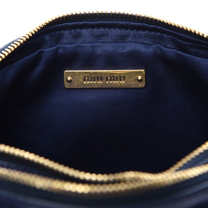 Miu Miu Vitello Lux Matelasse Double Zip Chain Shoulder Bag Bleuette 5 of 9