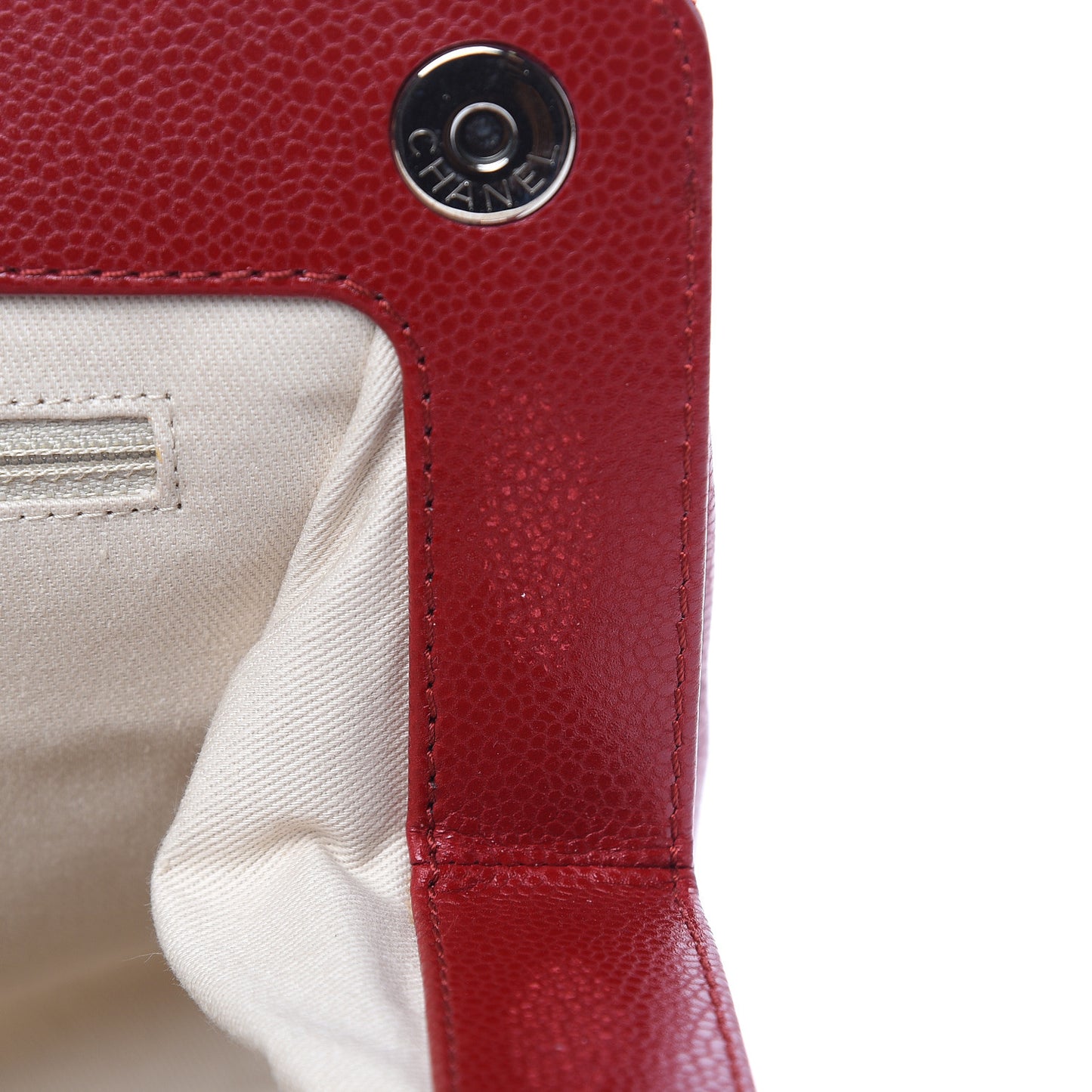 Caviar Quilted Large CC Clutch Red