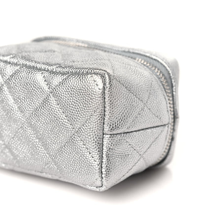 Chanel Metallic Caviar Quilted Mini Top Handle Vanity With Chain Silver 9 of 10