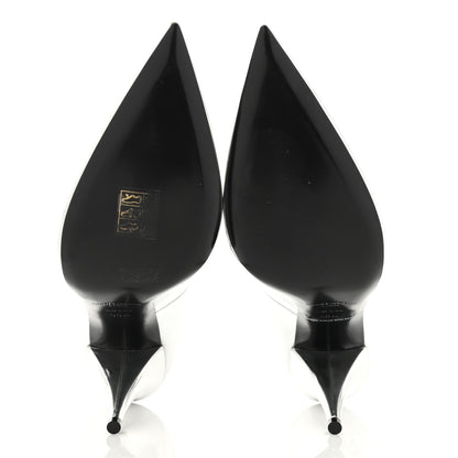 Saint Laurent Calfskin Kiki 100 Pumps 38.5 Silver 5 of 9