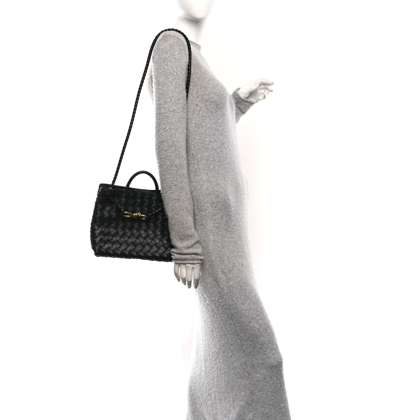 Nappa Intrecciato Small Andiamo Shoulder Bag Black