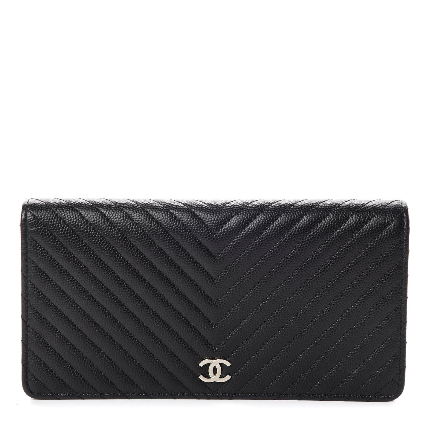 Caviar Chevron Quilted Yen Wallet Black
