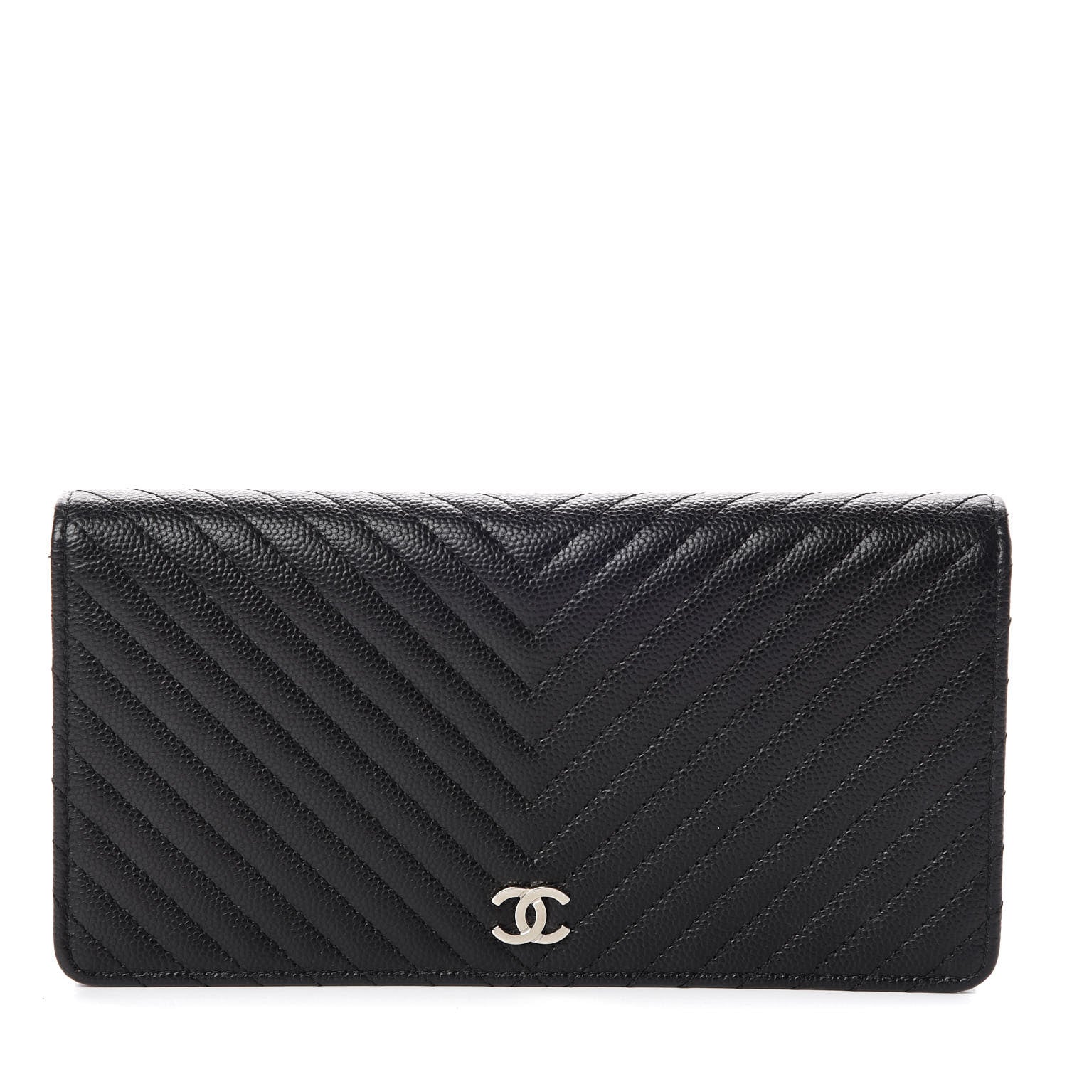 Chanel Caviar Chevron Quilted Yen Wallet Black 1 of 13