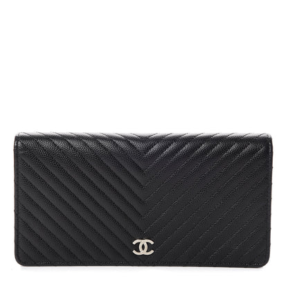 Chanel Caviar Chevron Quilted Yen Wallet Black 1 of 13