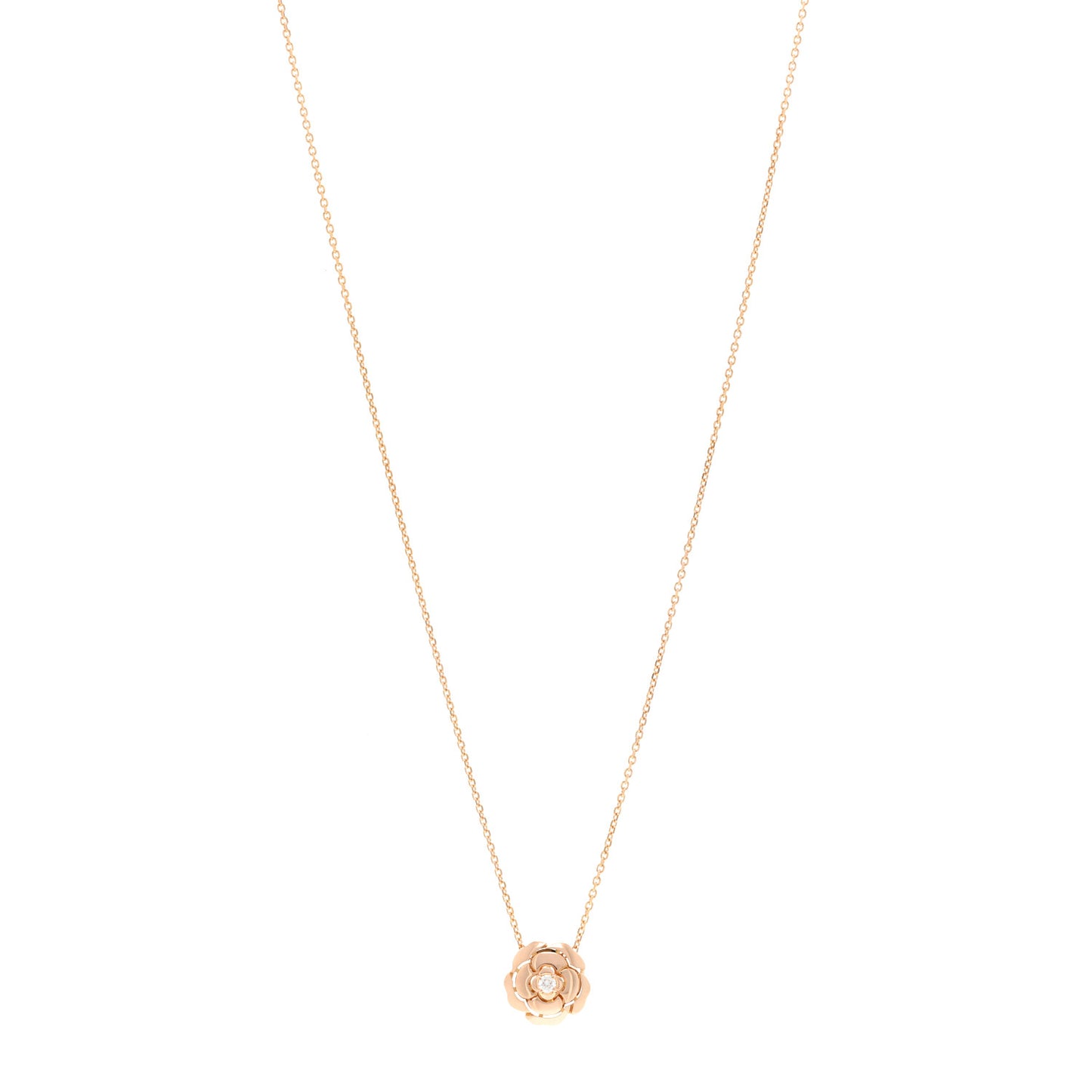18K Rose Gold Diamond Extrait de Camélia Pendant Necklace