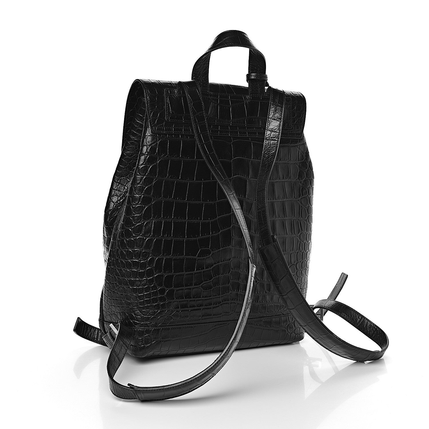 Saint Laurent Calfskin Crocodile Embossed Sac De Jour Backpack Black 475864 – FASHIONPHILE