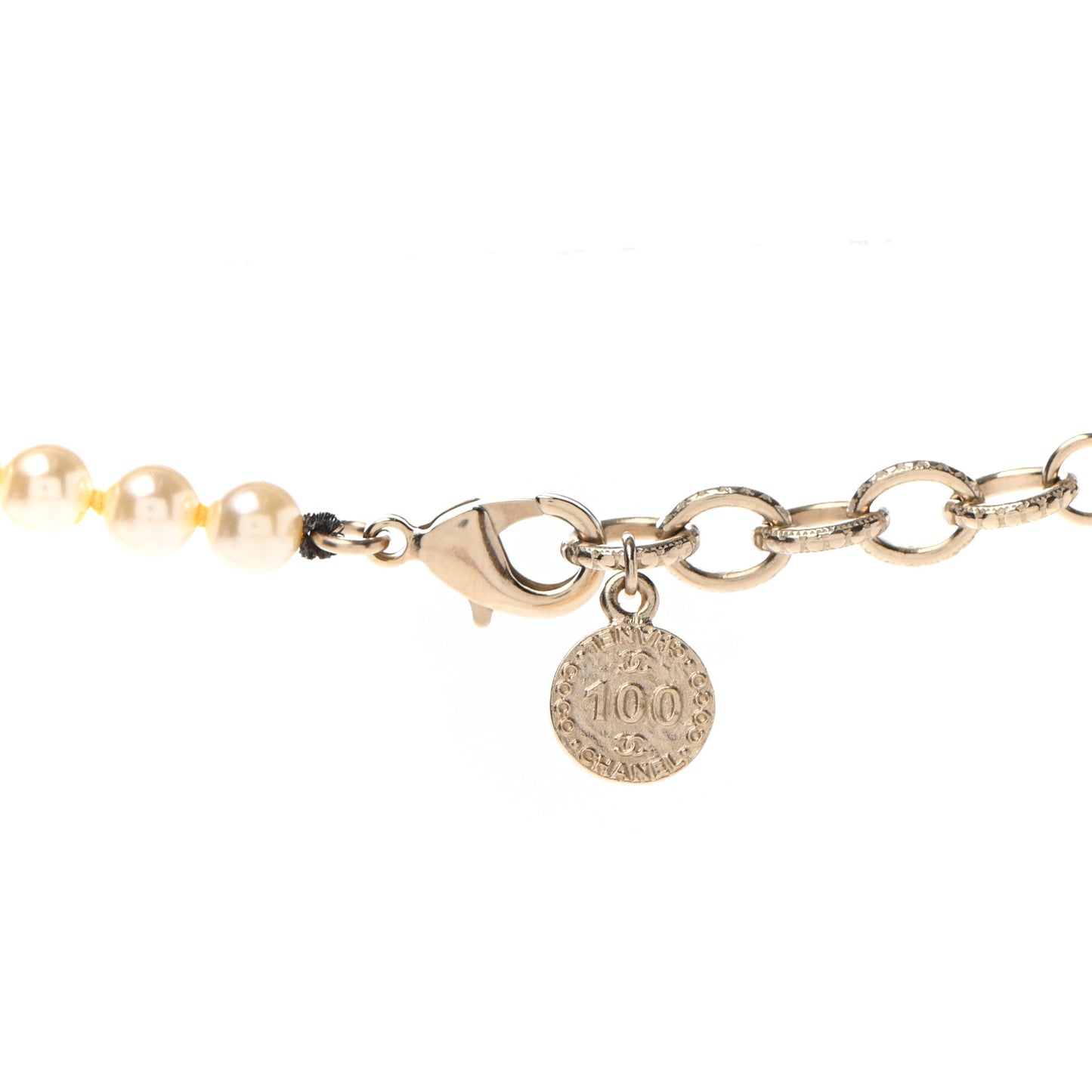 Pearl CC 100th Anniversary Necklace Light Gold