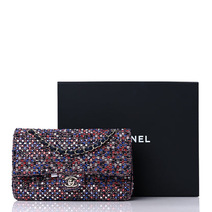 Chanel Sequin Tweed Medium Double Flap Red White Blue 10 of 10
