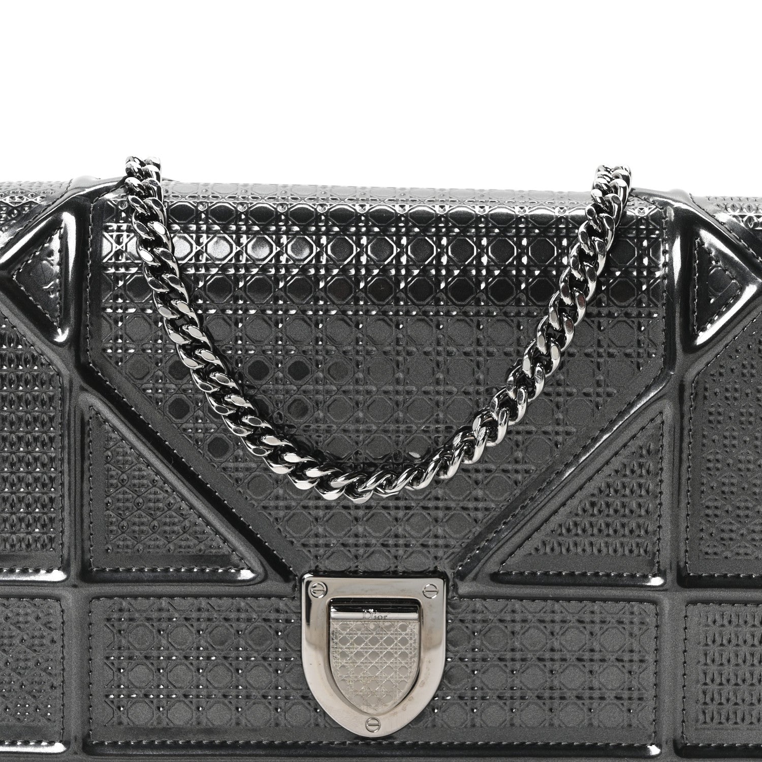 Christian Dior Metallic Patent Micro-Cannage Diorama Wallet on