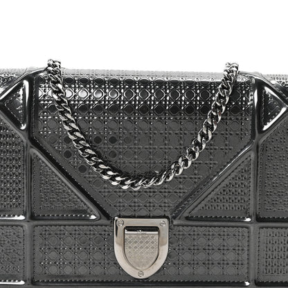 Christian Dior Metallic Patent Micro-Cannage Diorama Wallet on Chain Pouch Onyx Black 8 of 10