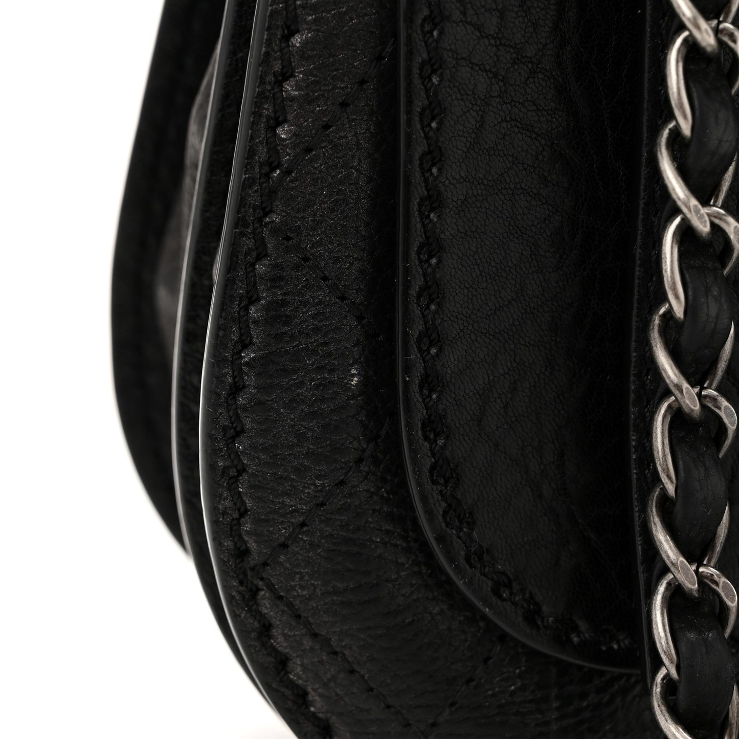 Calfskin Coco Twin Large Flap Black