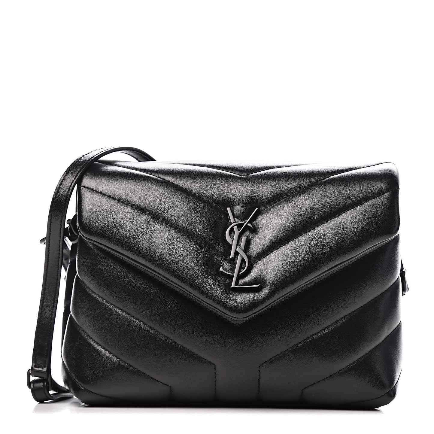 Calfskin Y Quilted Monogram Toy Loulou Crossbody Bag Black
