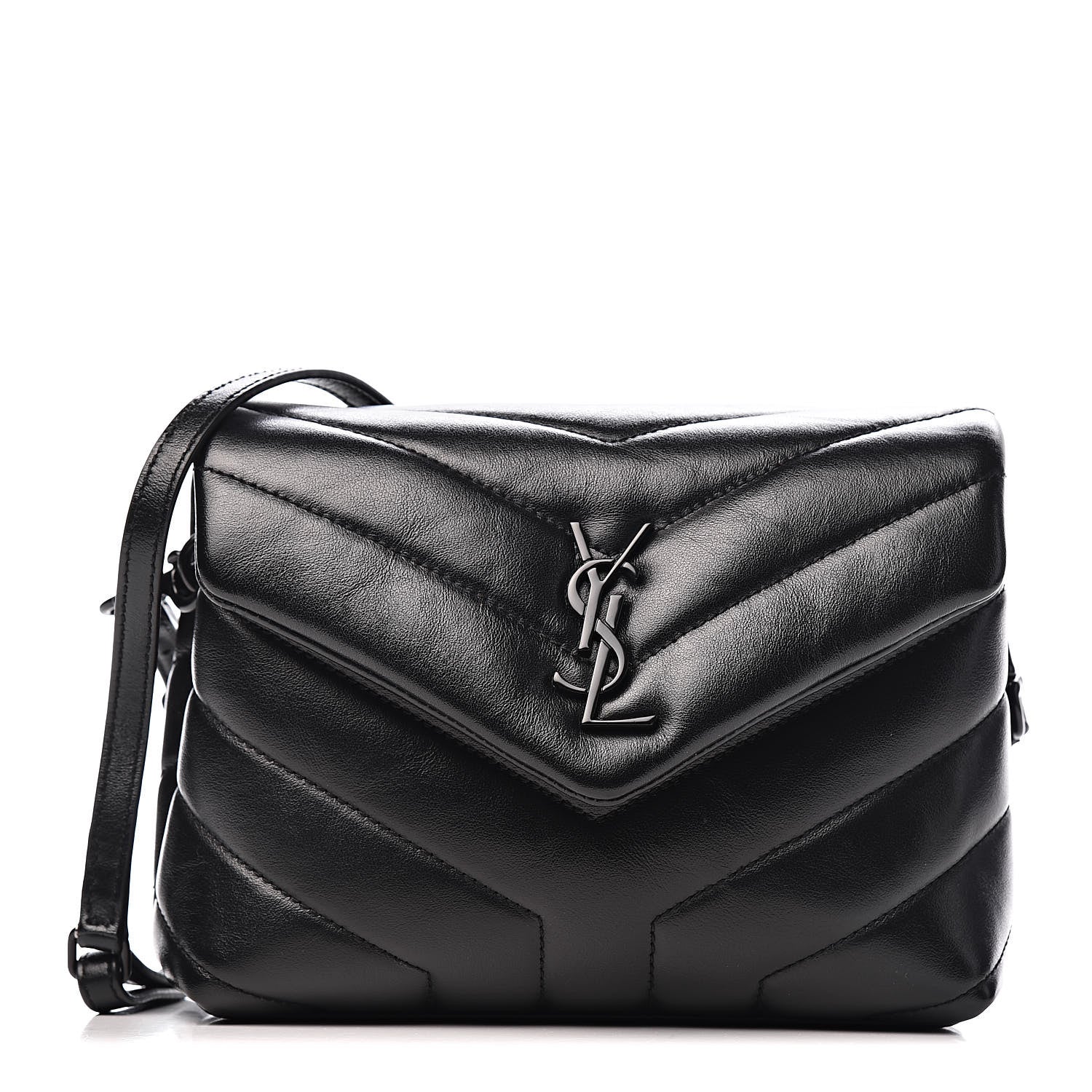 Saint Laurent Calfskin Y Quilted Monogram Toy Loulou Crossbody Bag Black 1 of 11