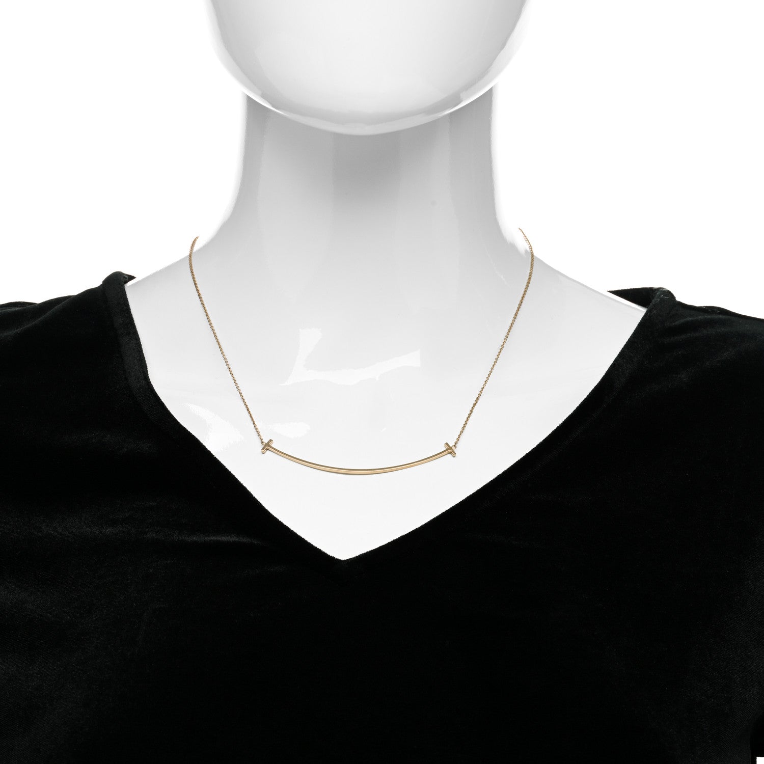 Tiffany 18K Rose Gold Large T Smile Pendant Necklace 2 of 6