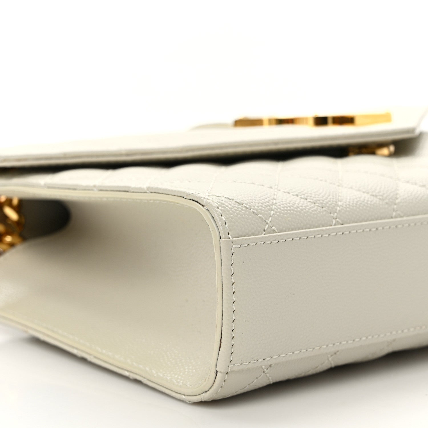 Saint Laurent Grain De Poudre Textured Mixed Matelasse Triquilt Medium Monogram Satchel Crema Soft 8 of 10