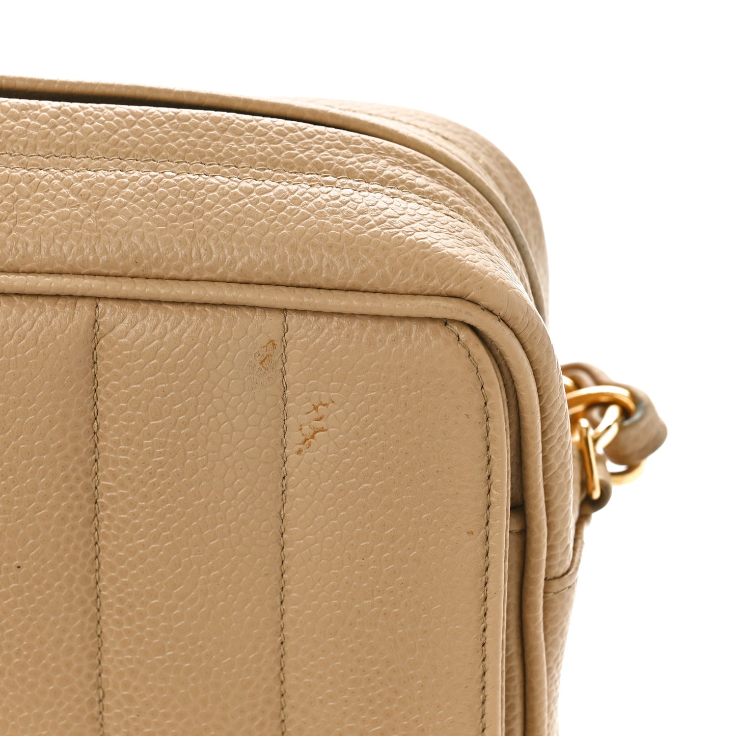 Caviar Vertical Quilt Camera Bag Beige