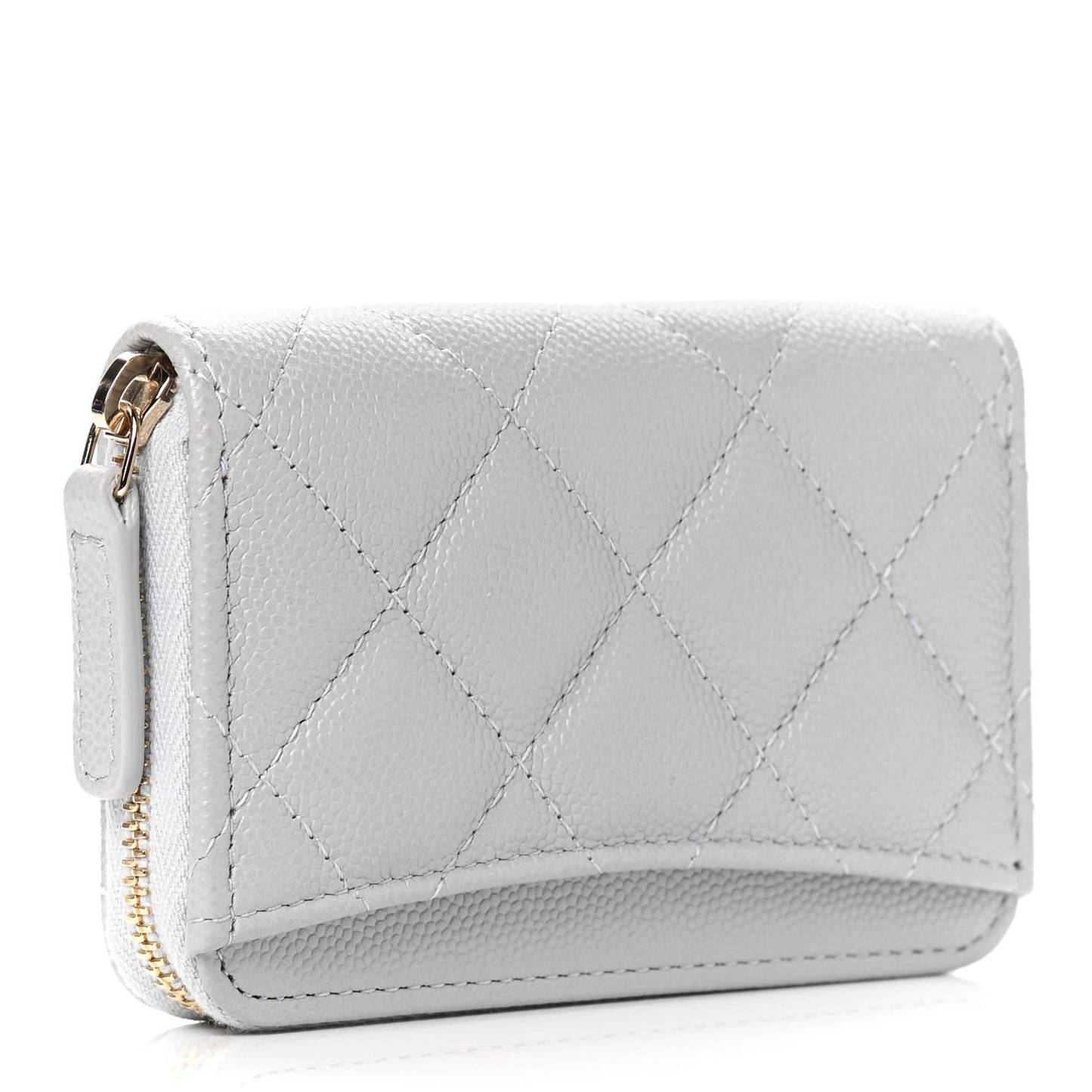 Caviar Quilted Zip Coin Purse Grey