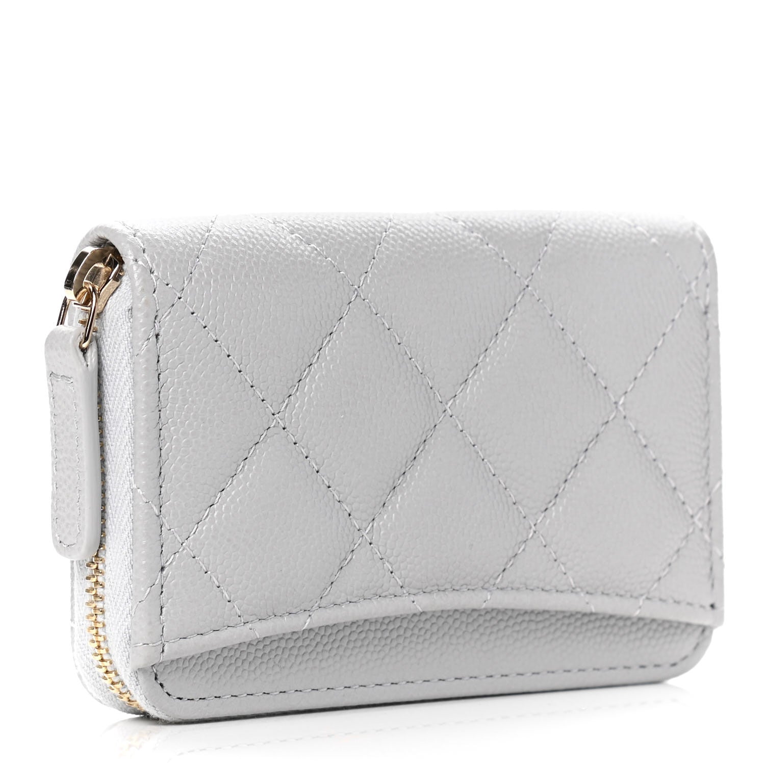 Chanel Caviar Quilted Zip Coin Purse Grey 2 of 5