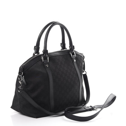 Gucci Nylon Monogram Medium GG Charm Dome Satchel Black 4 of 10