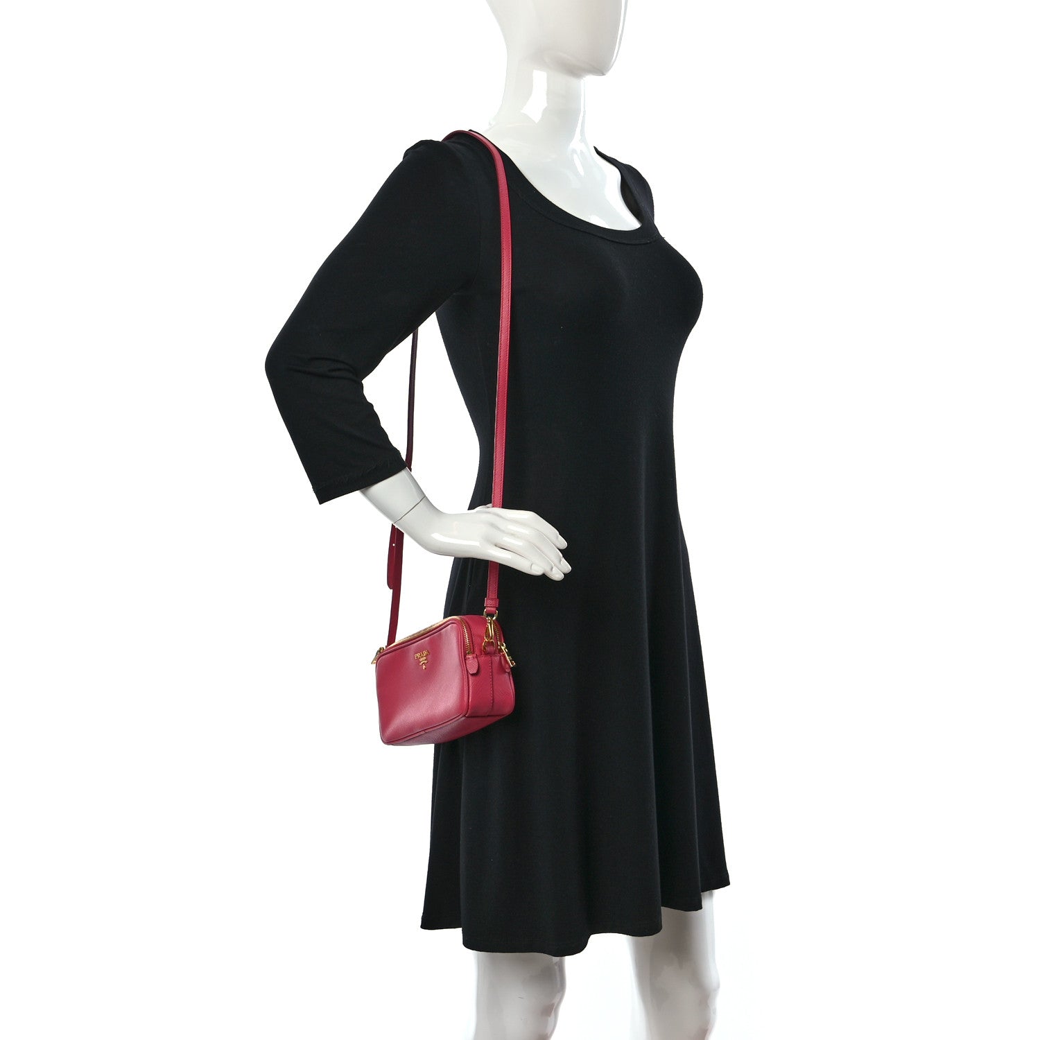 Prada Saffiano Mini Camera Crossbody Peonia 2 of 8