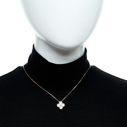 Van Cleef & Arpels 18K Rose Gold Diamond Silver Obsidian Vintage Alhambra Pendant Necklace 2 of 6