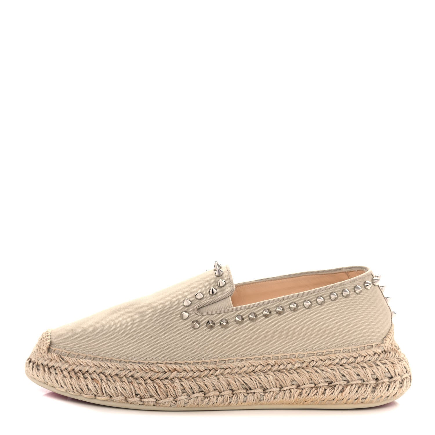 Christian Louboutin Canvas Espaboat Spikes Flat Espadrilles 39 Beige 1 of 10