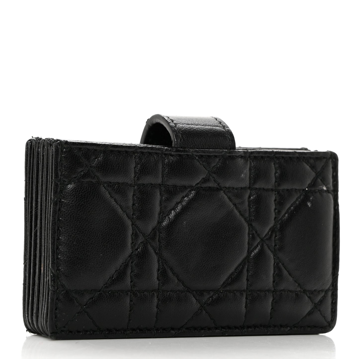 Lambskin Cannage Lucky Badges Lady Dior 5-Gusset Card Holder Black
