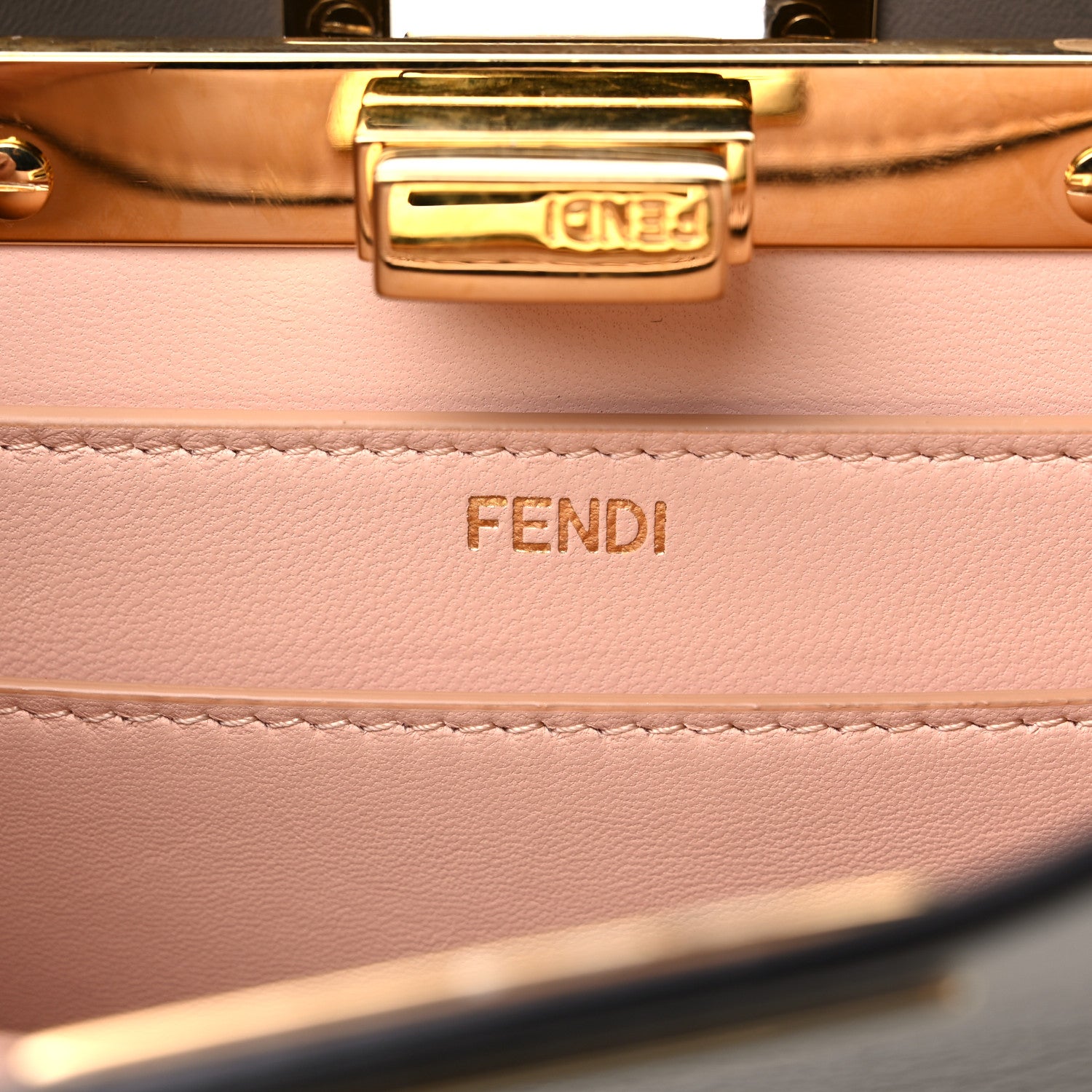 Fendi Vitello Seta Nappa Bi-Color Small Peekaboo I SEE U Satchel White Ice Light Rose Tortora 6 of 14