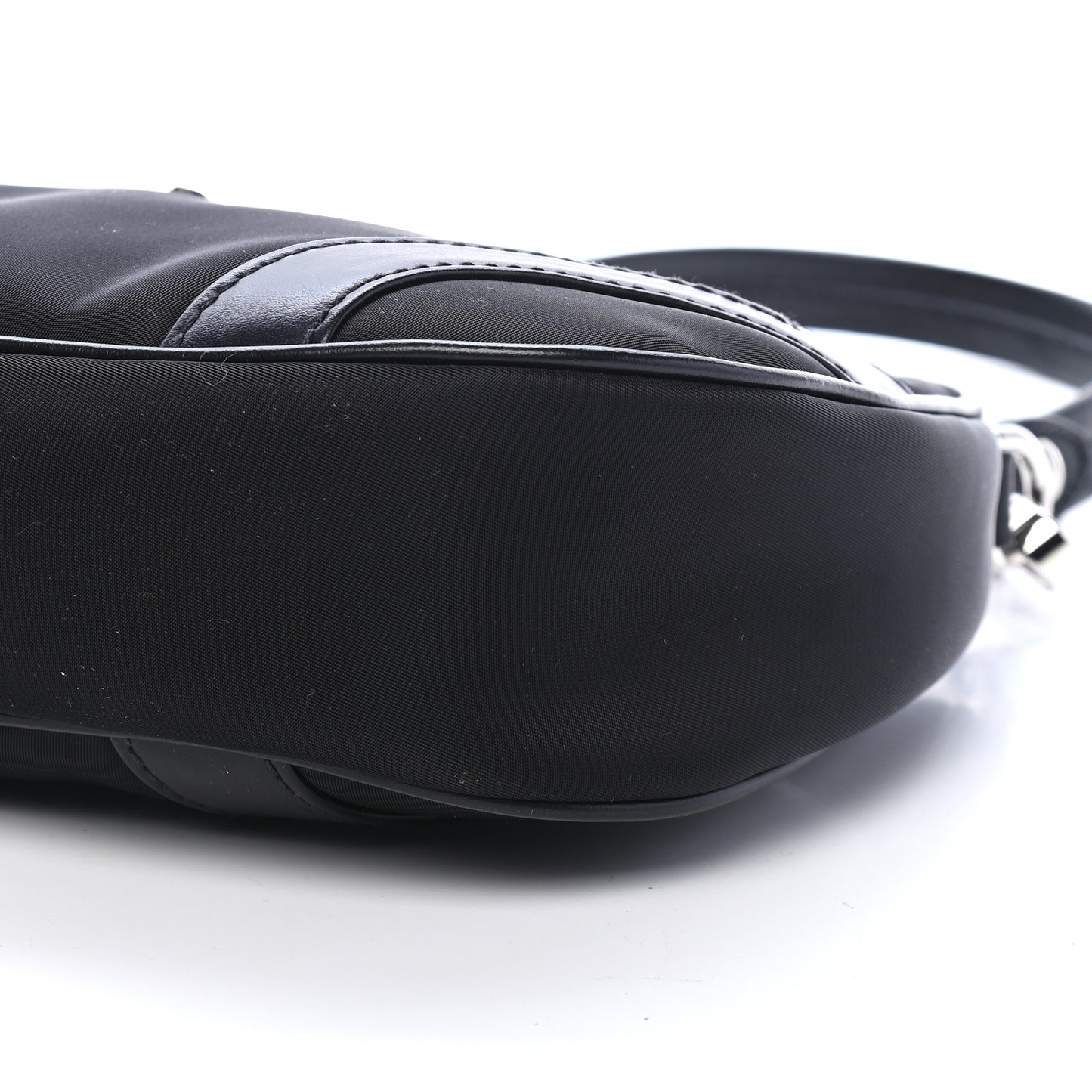 Tessuto Nylon Soft Calfskin Shoulder Bag Black