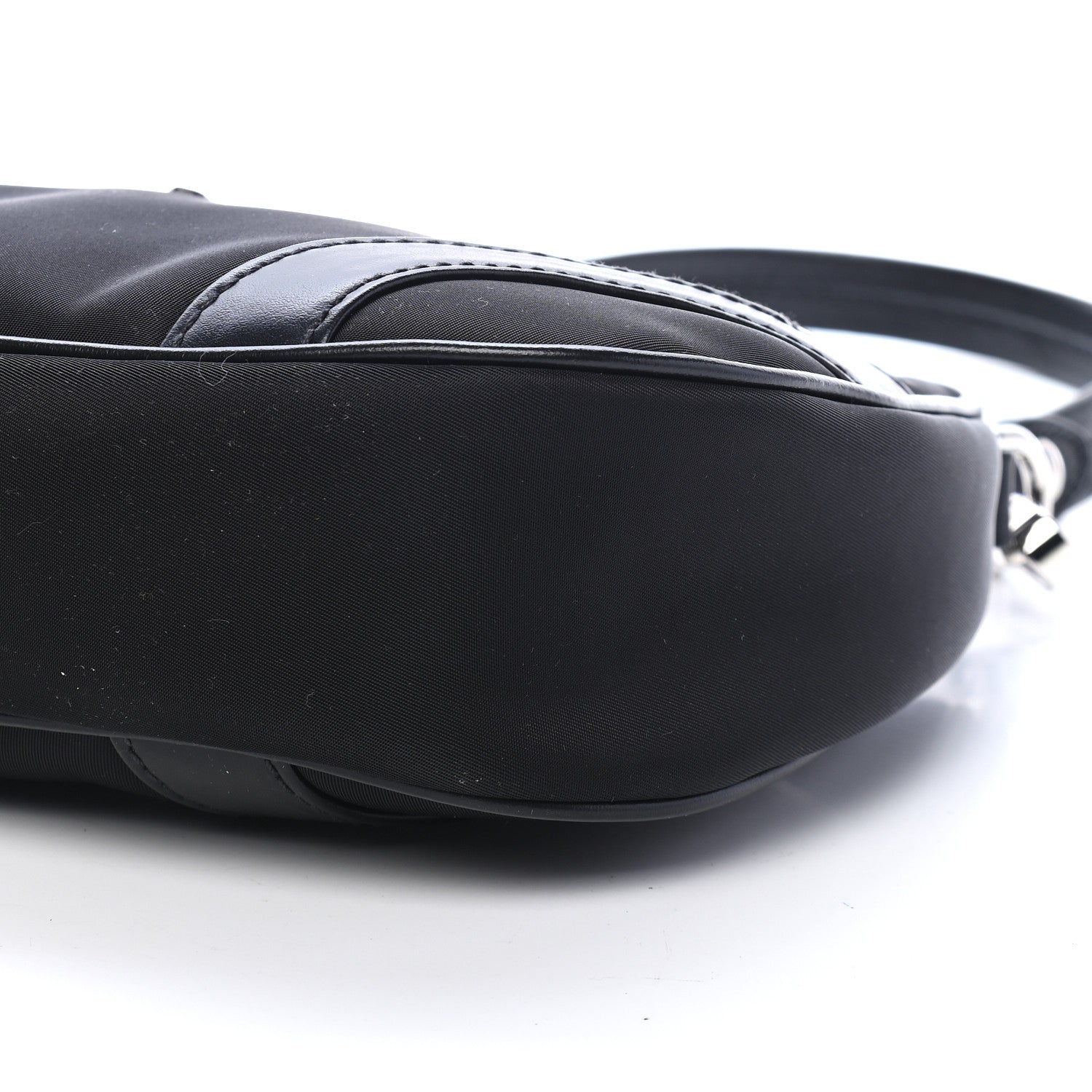 Prada Tessuto Nylon Soft Calfskin Shoulder Bag Black 9 of 9