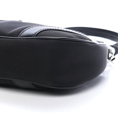 Prada Tessuto Nylon Soft Calfskin Shoulder Bag Black 9 of 9
