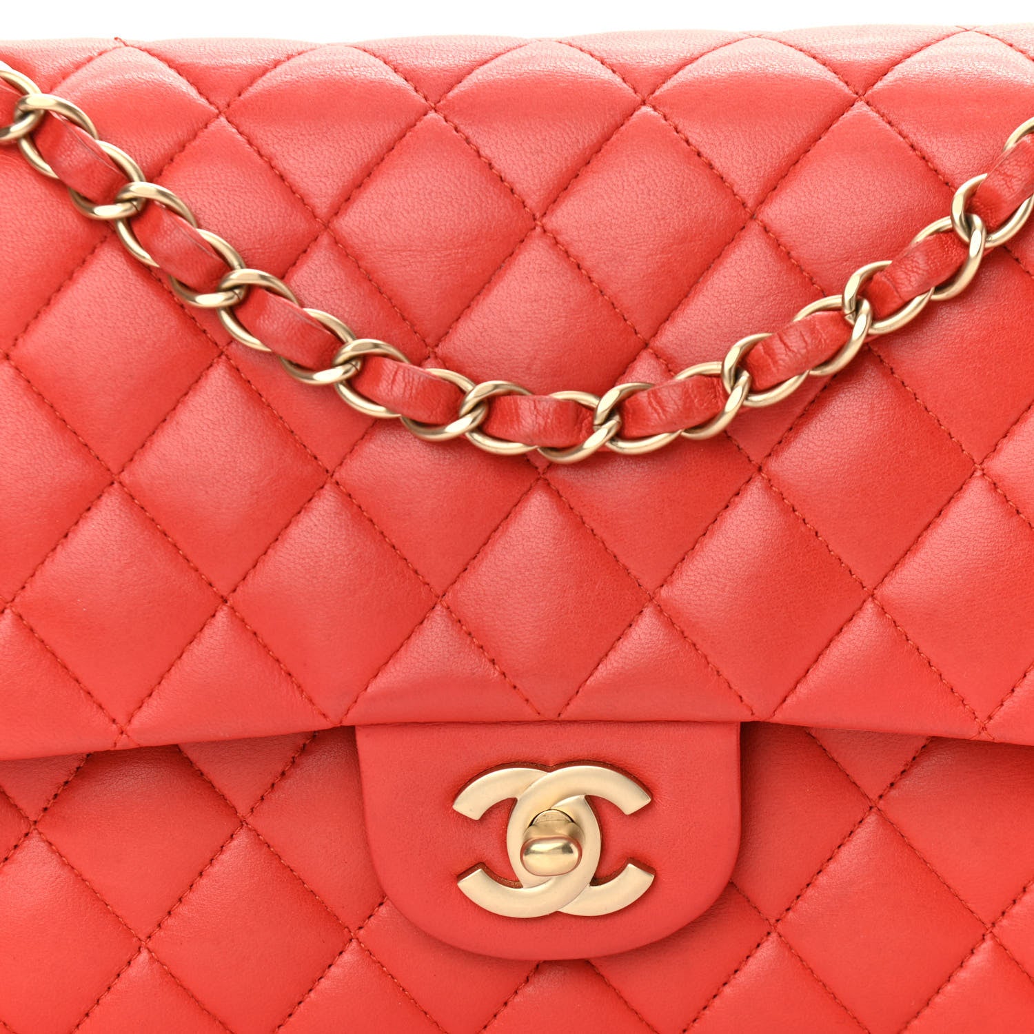 Chanel Lambskin Quilted Medium Double Flap Red 8 of 11