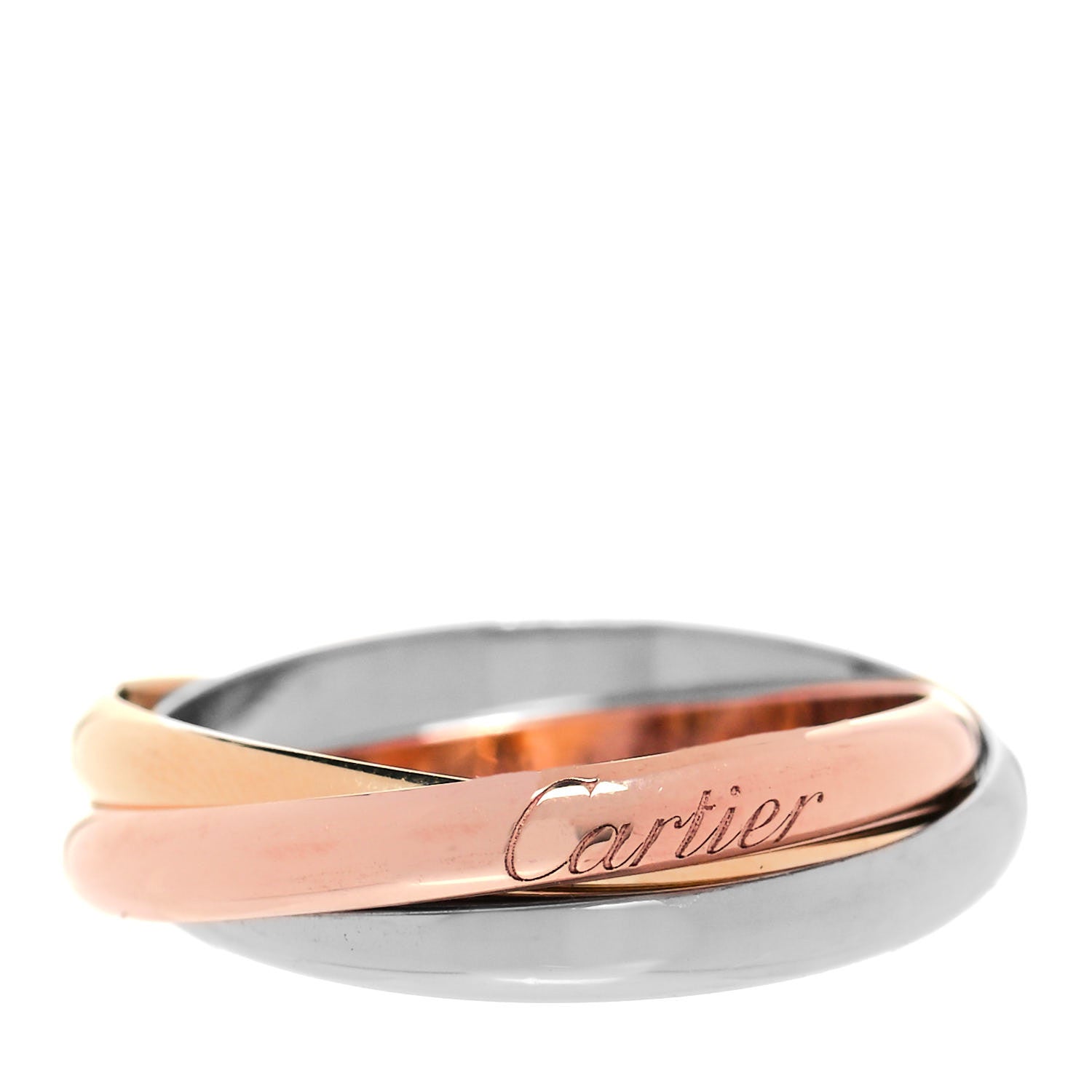 Cartier 18K Pink Yellow White Gold Small Trinity Ring 62 10 1 of 5