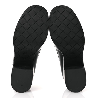 Chanel Lambskin Pearl Crystal Quilted CC Loafers 38 Black 7 of 17