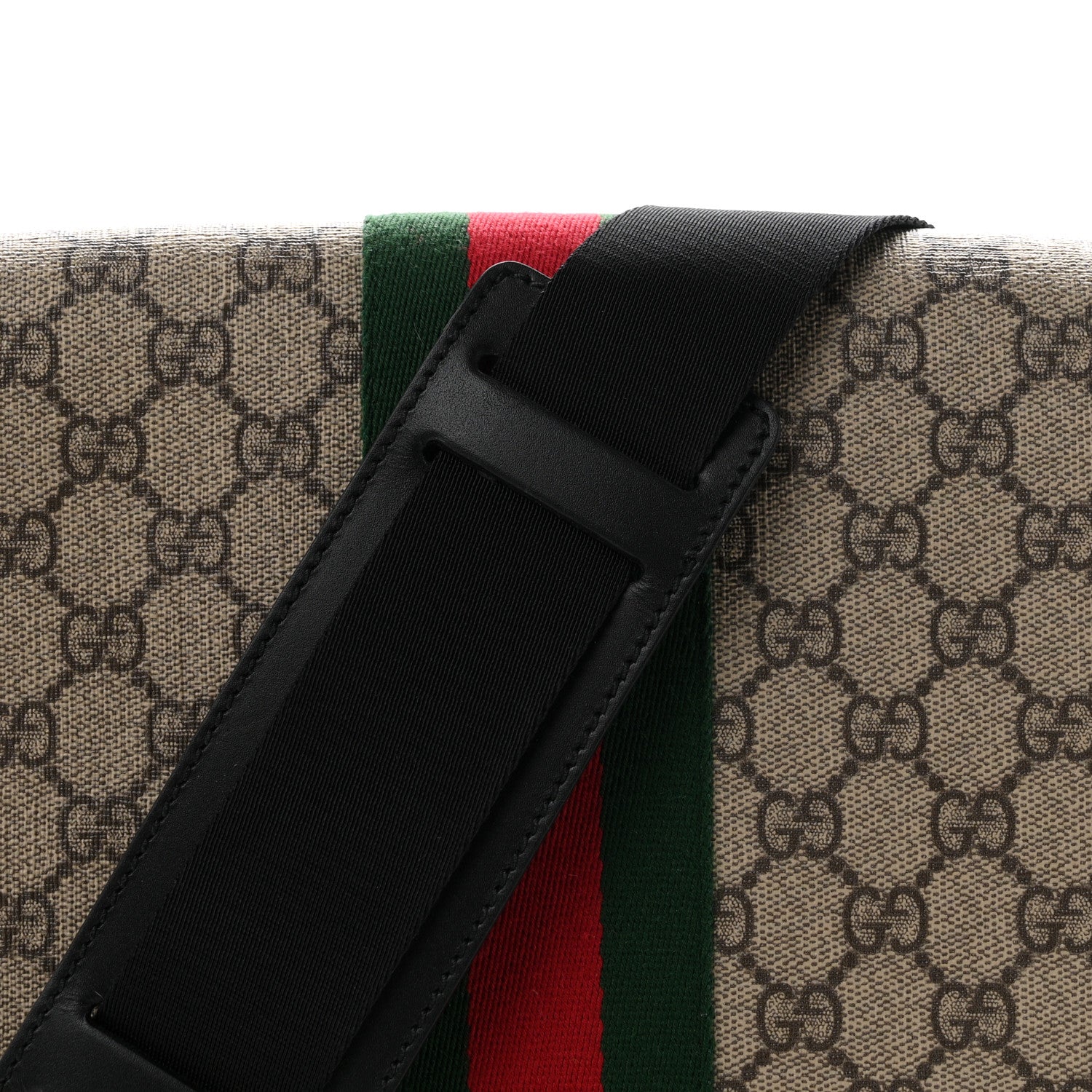 Gucci GG Supreme Monogram Web Flap Messenger Bag Black 8 of 10