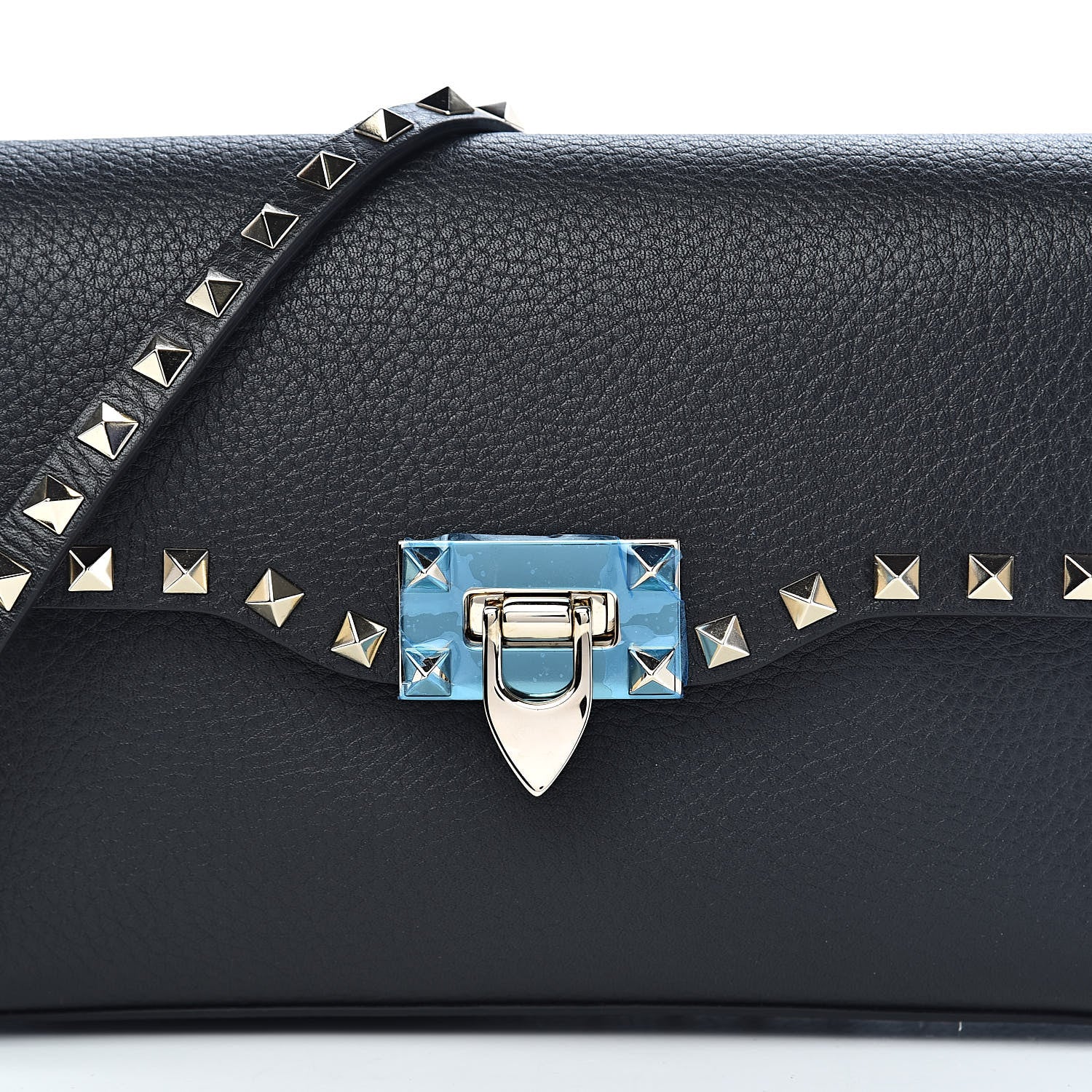 Valentino Garavani Pebbled Calfskin Medium Rockstud Flip Lock Crossbody Bag Black 10 of 10