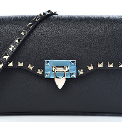 Valentino Garavani Pebbled Calfskin Medium Rockstud Flip Lock Crossbody Bag Black 10 of 10