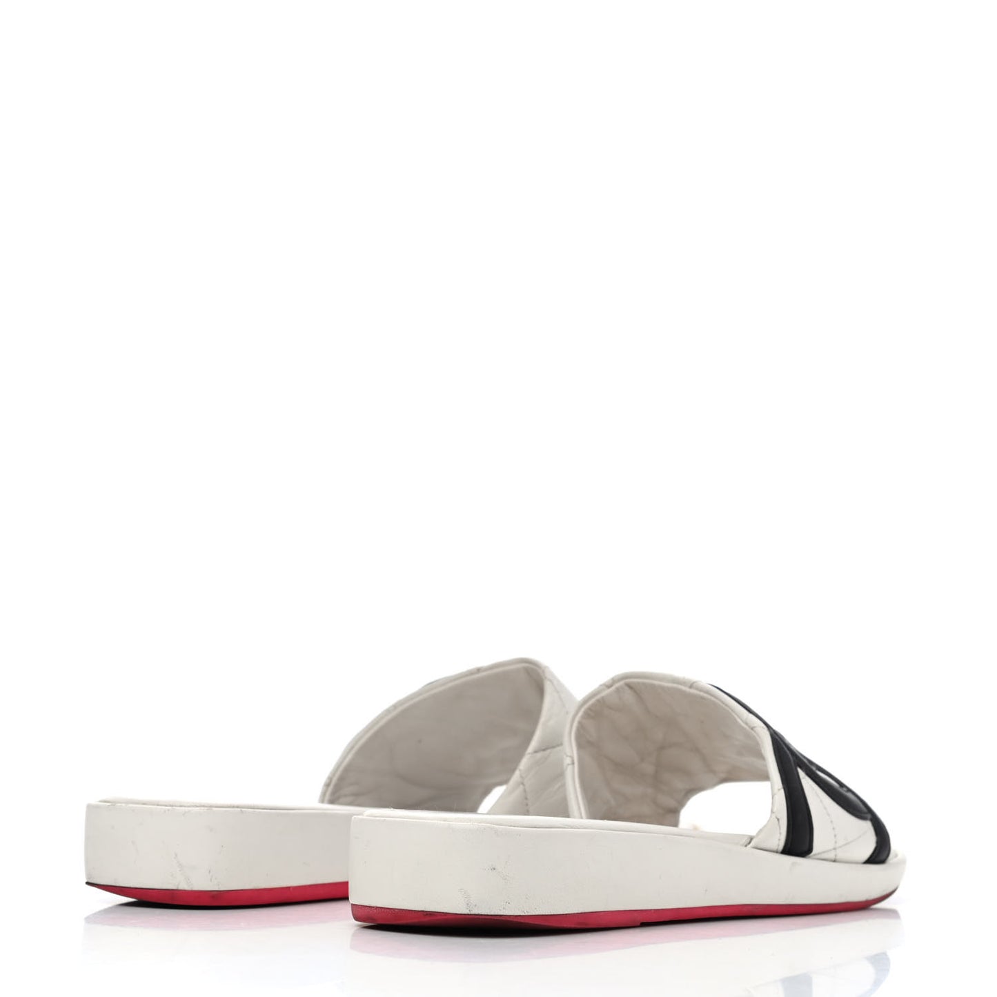 Calfskin Cambon CC Flat Slide Sandals 37 White