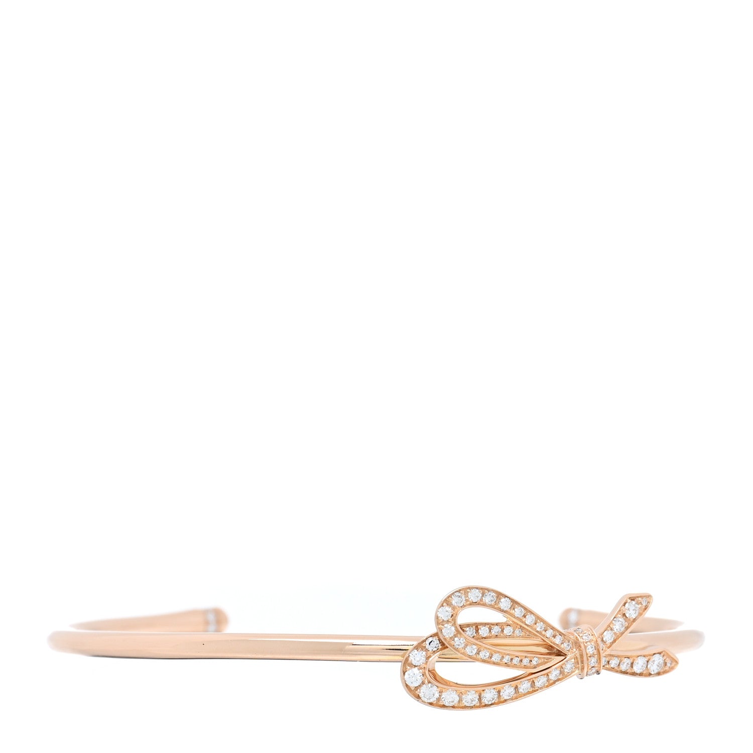 Tiffany 18K Rose Gold Diamond Bow Cuff Bracelet 1 of 3