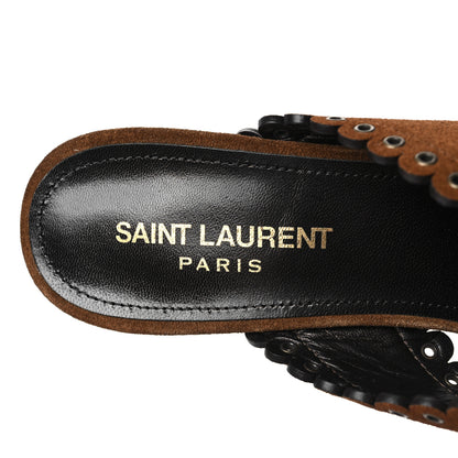 Saint Laurent Suede Eyelet LouLou 70 Mules 37.5 Land 7 of 8