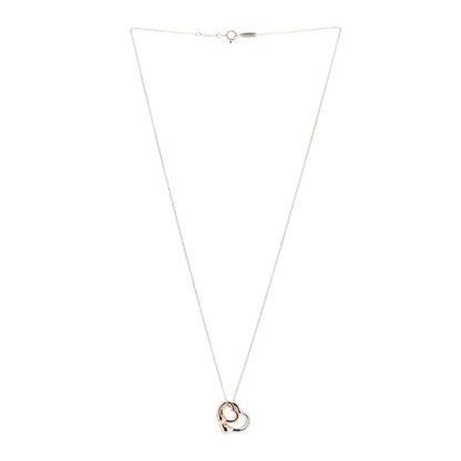 Tiffany Sterling Silver 18K Rose Gold Elsa Peretti Extra Mini Double Open Heart Pendant Necklace 3 of 8
